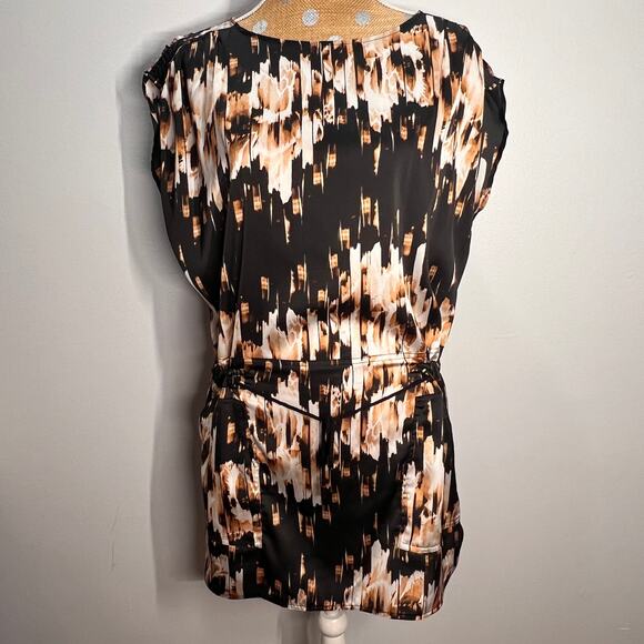 DEREK LAM BY DESIGN NATION Tunic Dress Drawstring Waist Black Beige/Tan Size XS - Picture 1 of 12